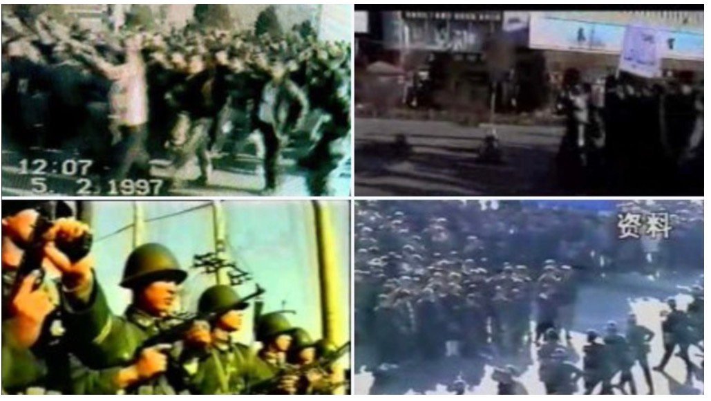 Screenshots from UK Channel 4 News Report of videos smuggled out of Ghulja following the February 5 massacre of 1997.