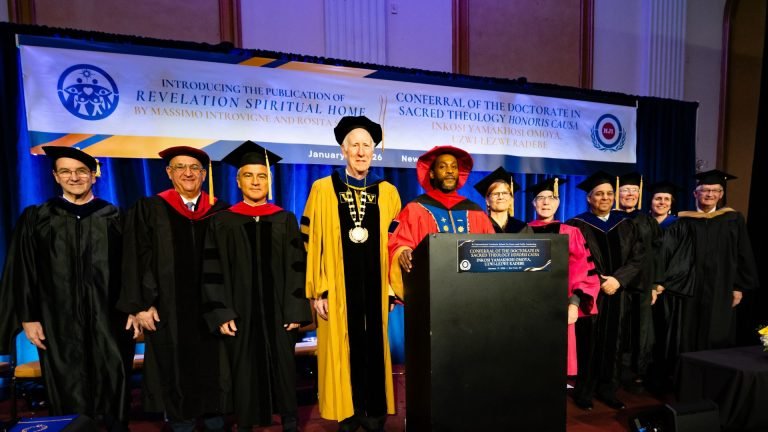  IMboni Radebe with faculty of the HJ International Graduate School for Peace and Public Leadership at the Honorary Doctorate ceremony.