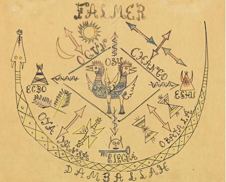 Lam, “Untitled (Yoruba Pantheon),” 1946.