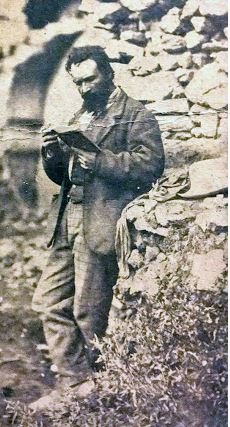David Lazzaretti at the ruined Convent of Sant&rsquo;Angelo, in Montorio Romano, built near the cave where he secluded himself.