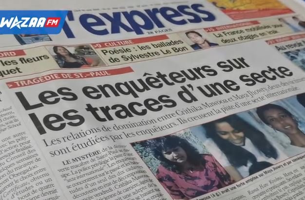 Media in Mauritius after the 2004 suicide: &ldquo;Investigators are on the trail of a cult.&rdquo; Screenshot.