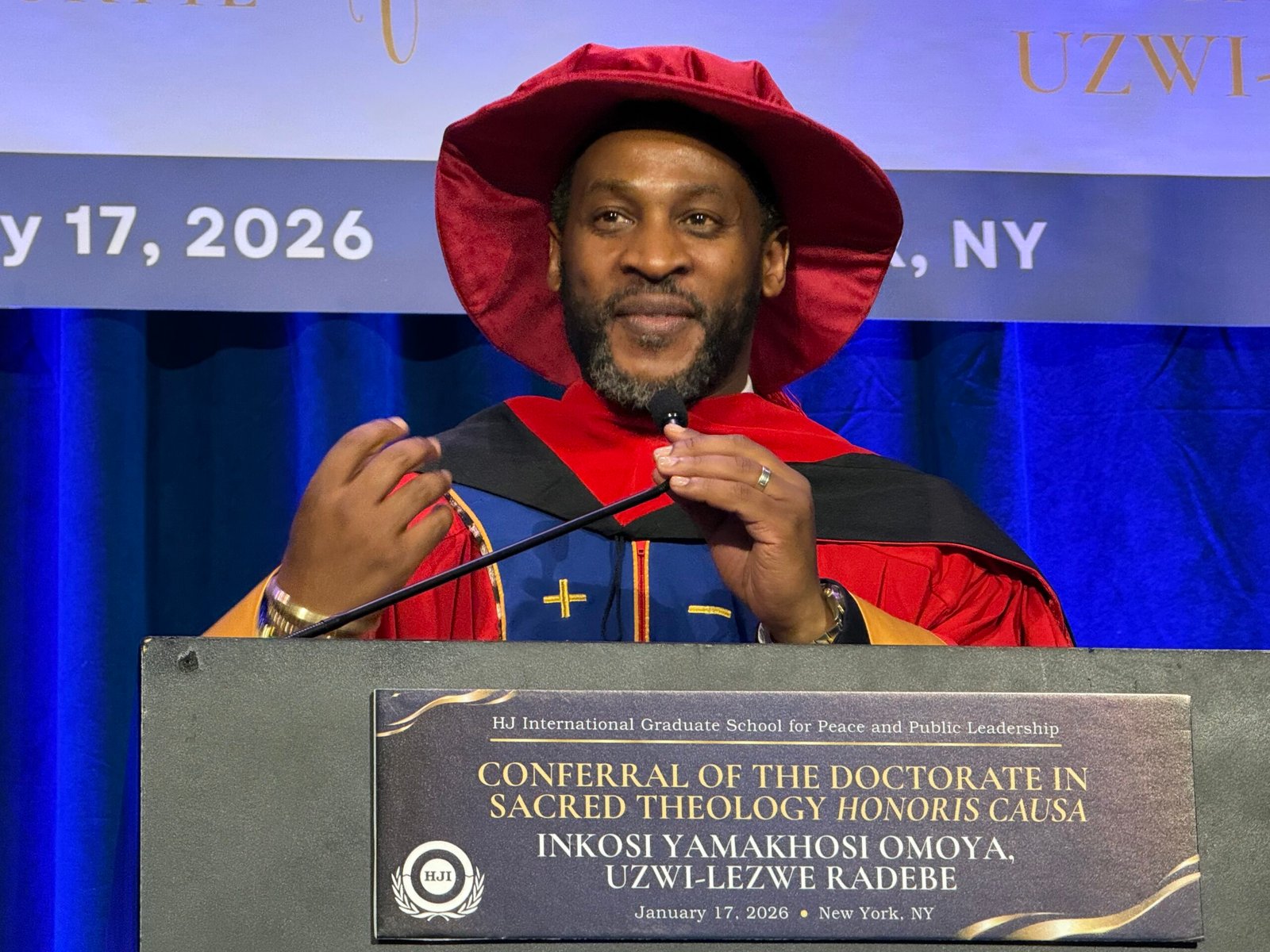 Inkosi yamaKhosi Omoya IMboni uZwi-Lezwe Radebe’s acceptance speech at the Honorary Doctorate Ceremony.