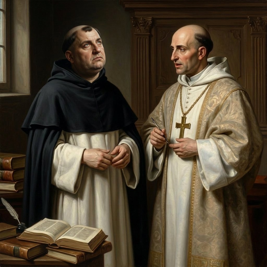 An idealized AI-generated conversation on human dignity between Thomas Aquinas (1225–1274) and Bartolomé de Las Casas (1484–1566)—who of course were not contemporary.