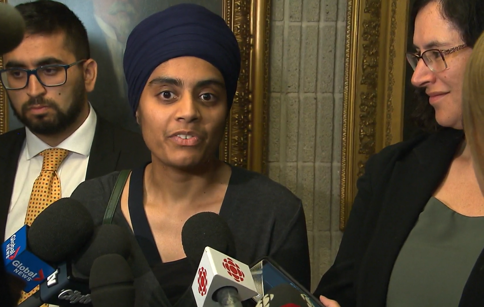 Amrit Kaur meets the media. Screenshot.