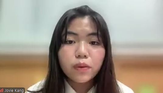 Jovie Kang presents her testimony.