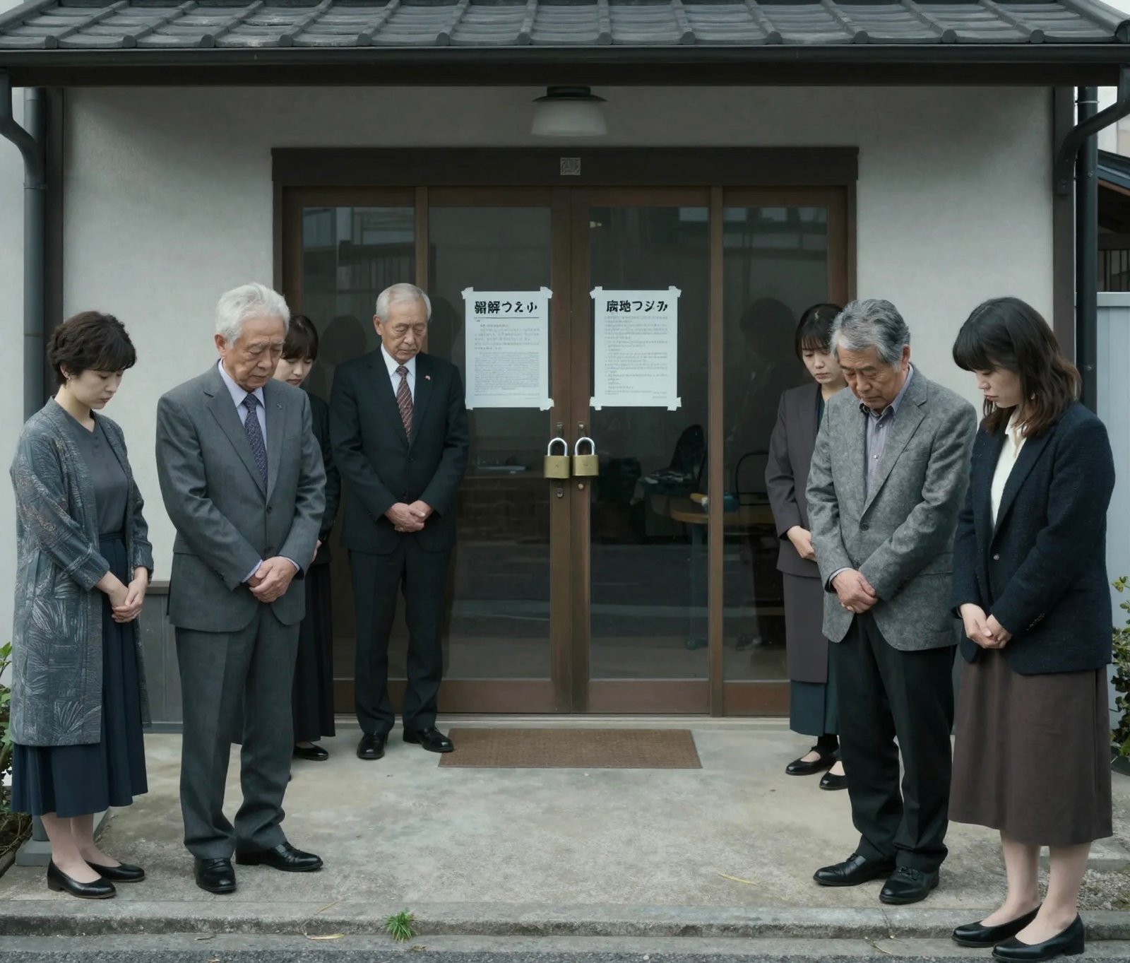 Unification Church believers are prevented from accessing their places of worship. AI-generated.