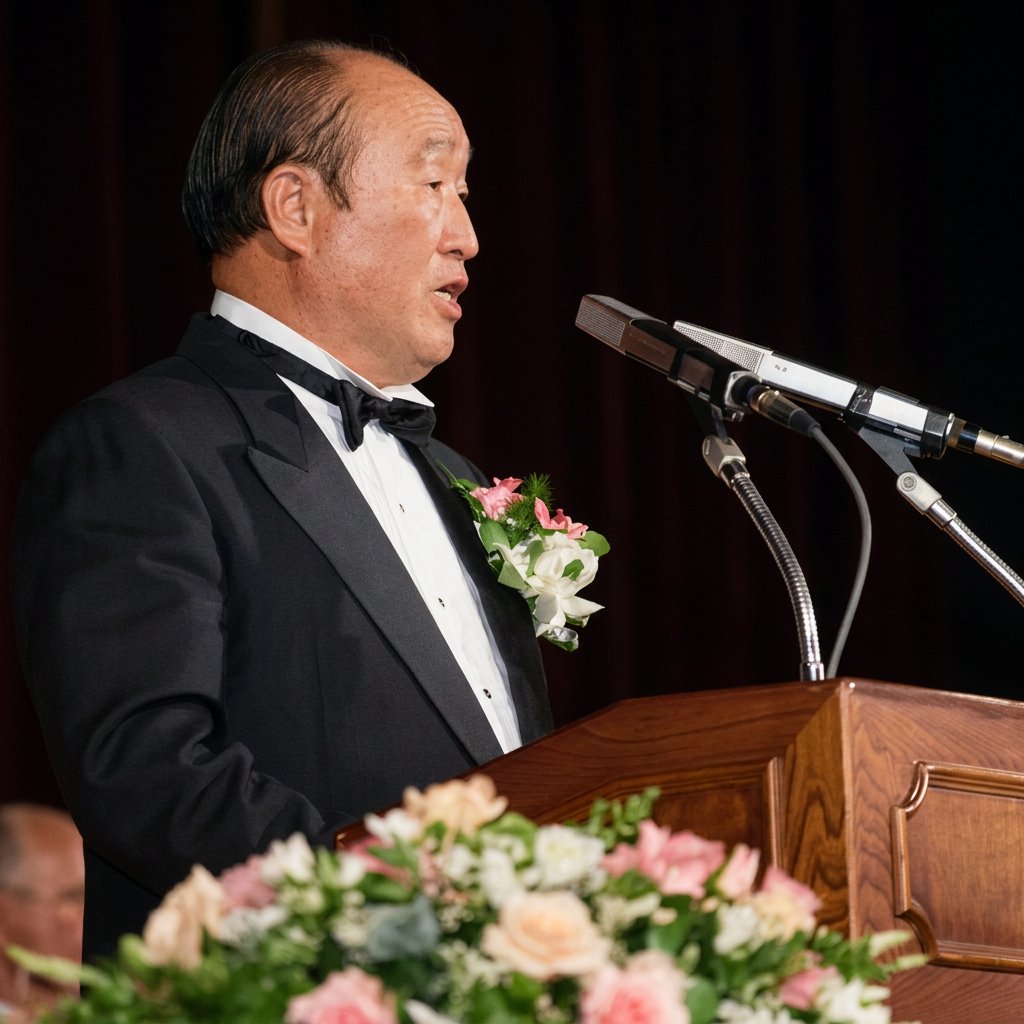 Reverend Sun Myung Moon (1920&ndash;2012) in 1992, when he visited Japan.