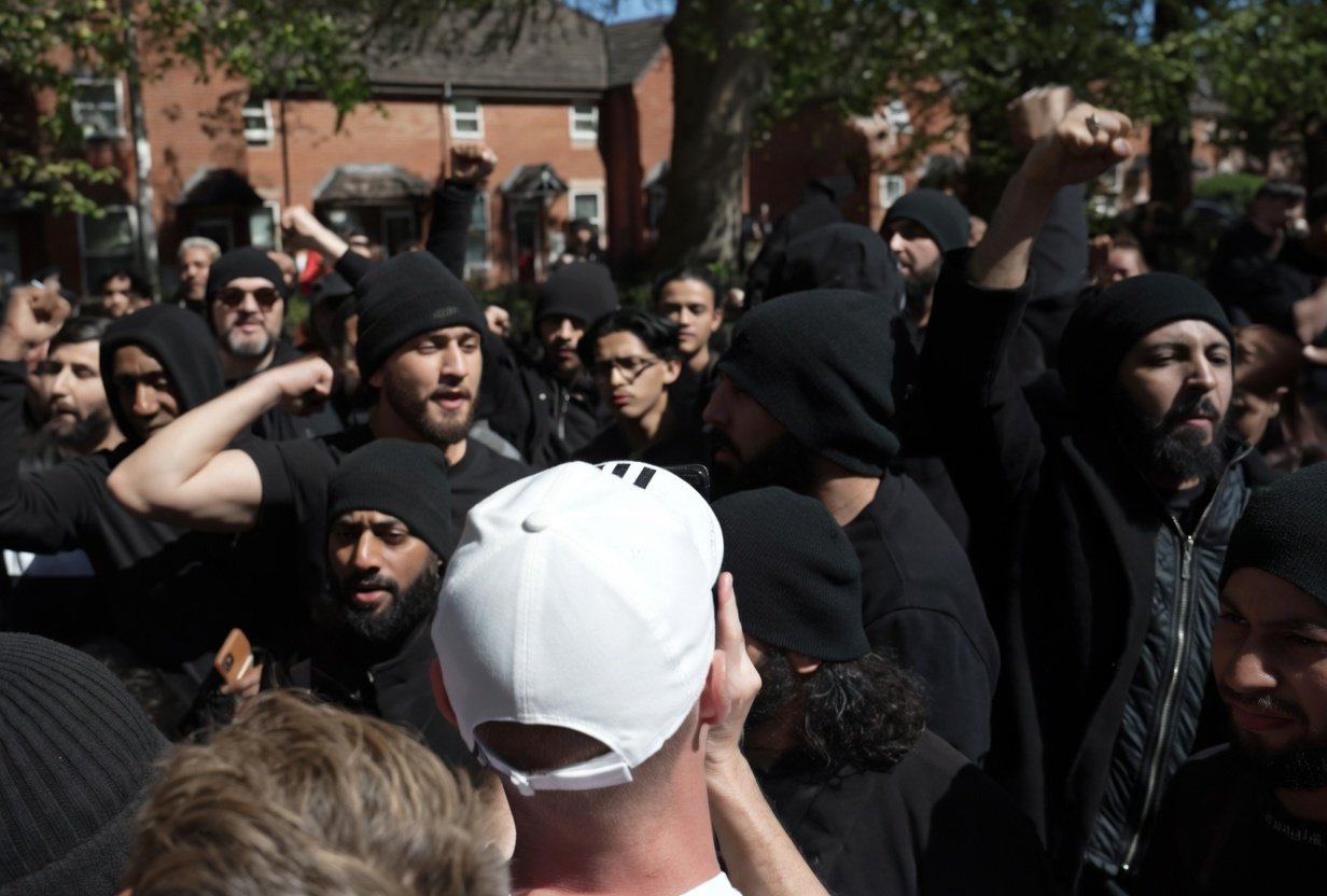 AROPL members protesting the raid. Screenshot.