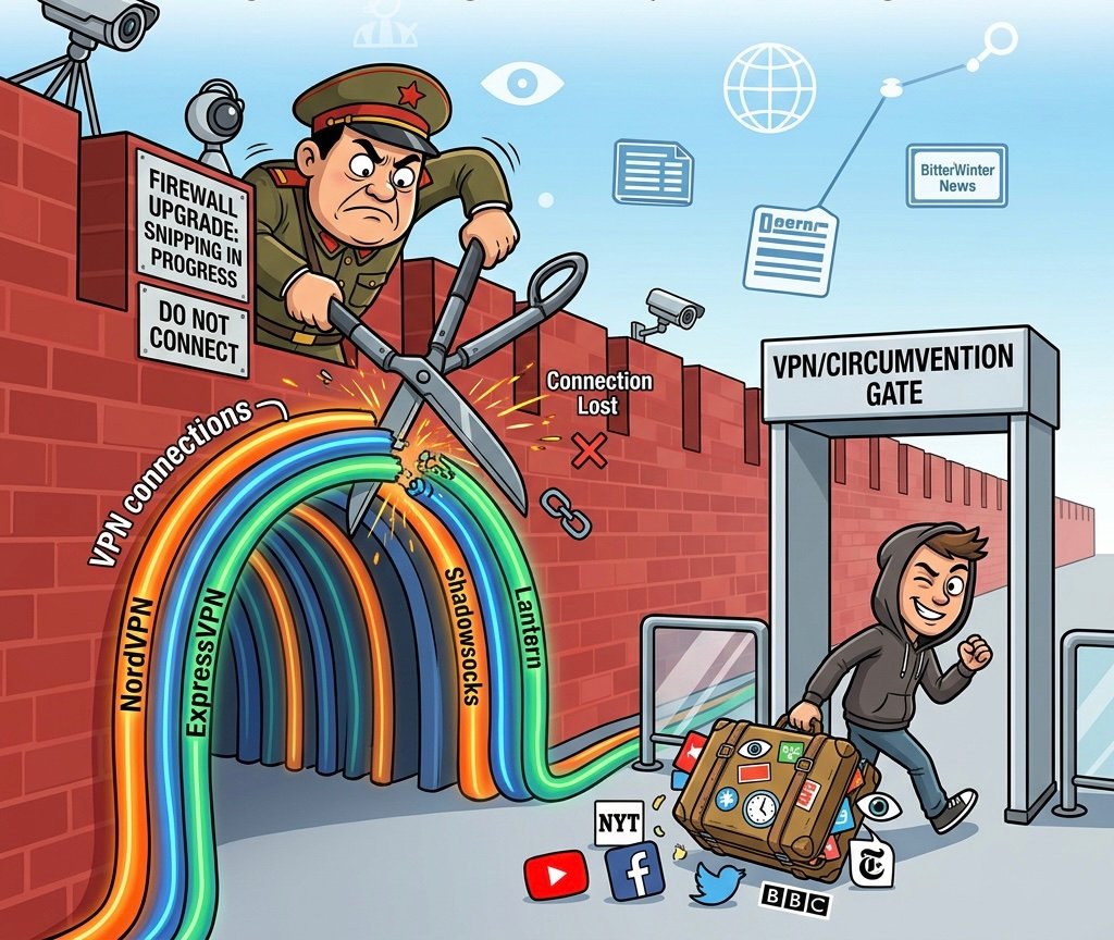 Trying to escape the Great Firewall. AI-generated.