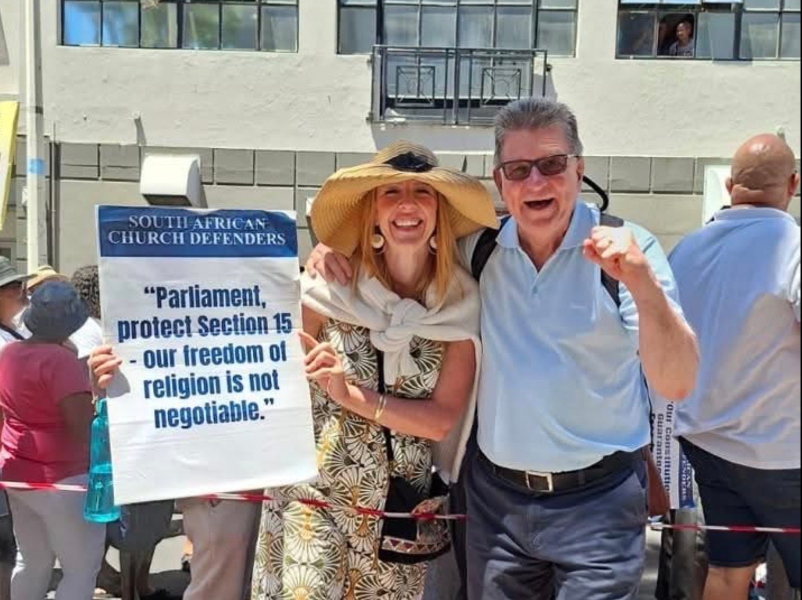 Protests for religious liberty in South Africa, Michael Swain is on the right. Social media.