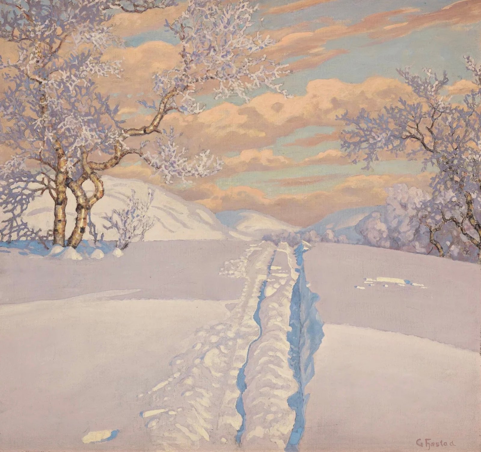 Fjastad, &ldquo;Winter Landscape with Ski Tracks&rdquo; (undated).