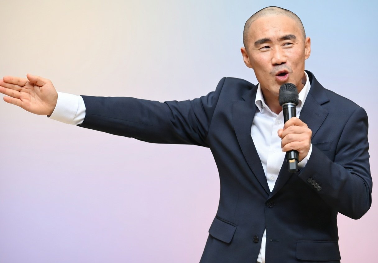Pastor Kim preaching.