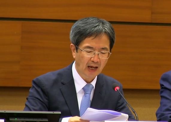 Dr. Hirohisa Koide tells his story at the United Nations in Geneva, 2025.