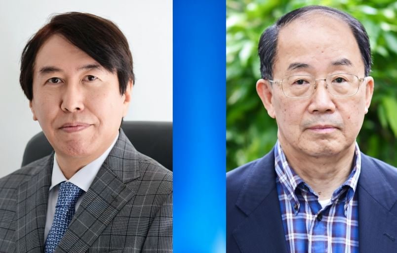 Attorneys Masaki Kito (left) and Hiroshi Yamaguchi (right), leading members of the National Network of Lawyers Against Spiritual Sales. Screenshot.