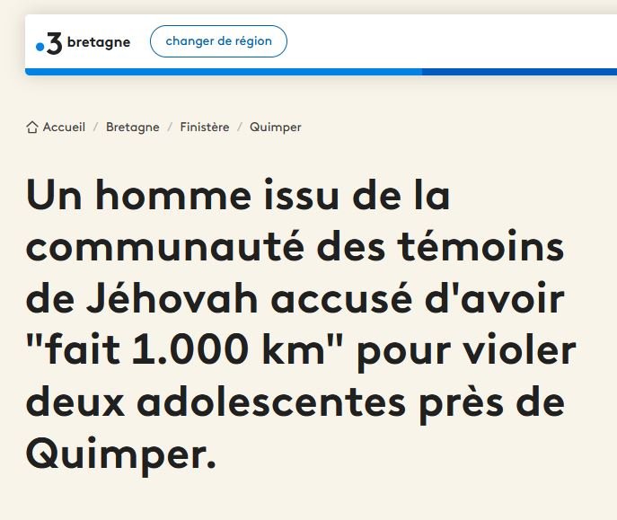 The sensational headline of “France 3” on the Quimper case.
