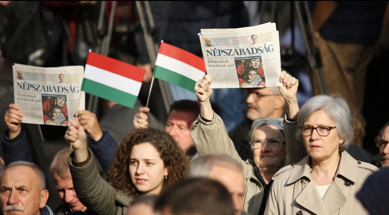 Demonstration for freedom of the press in Hungary. From X.