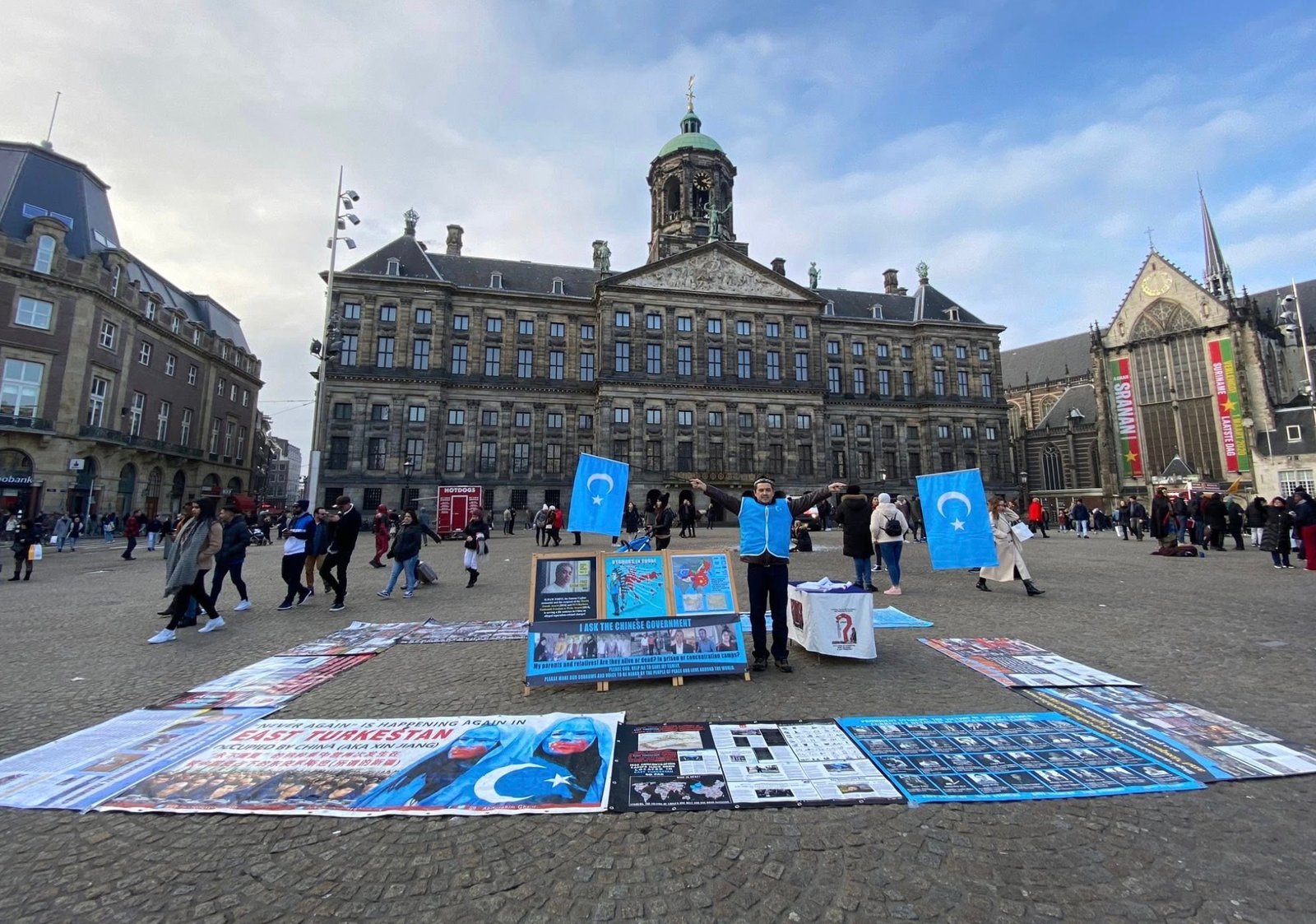 One of the Lonely Uyghur&rsquo;s now-famous protests in Amsterdam.