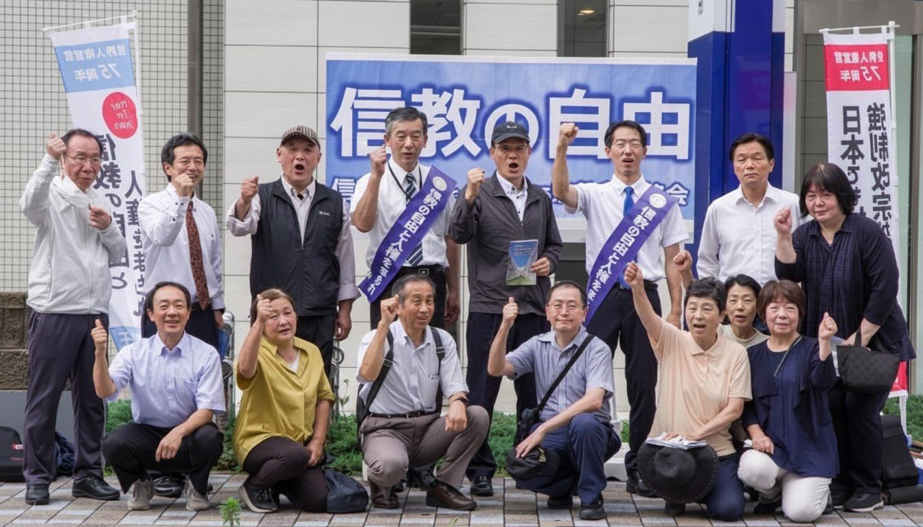 Members of the Family Federation protest for religious liberty in Mie Prefecture, Japan, 2024.
