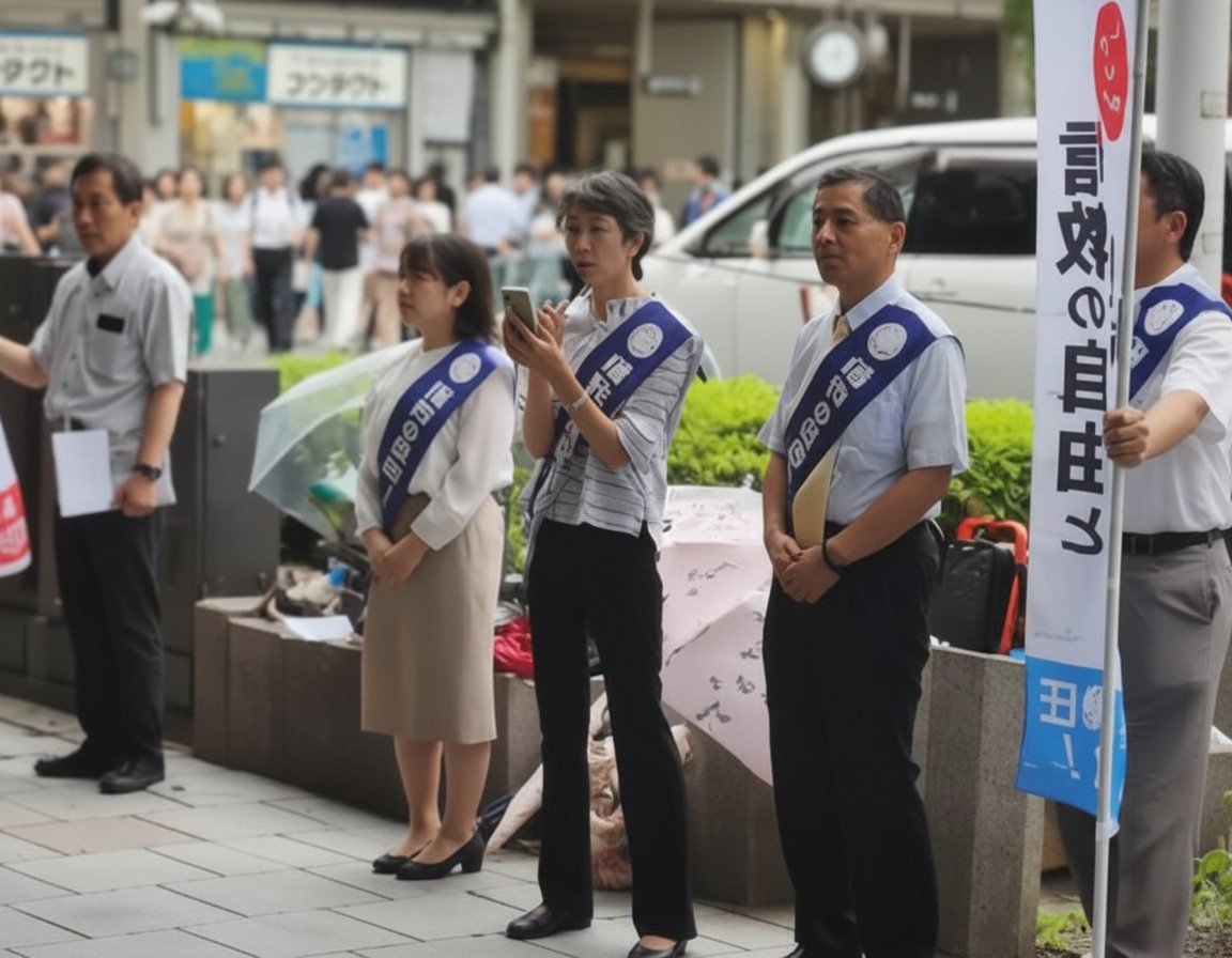 Family Federation believers protesting for freedom of religion in Kyoto, 2024.