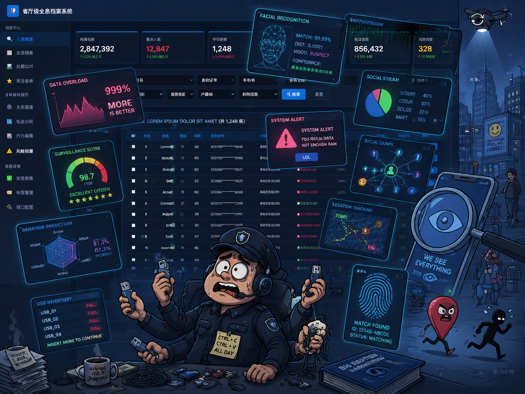 When a dashboard reveals the Chinese obsession with surveillance. AI-generated.