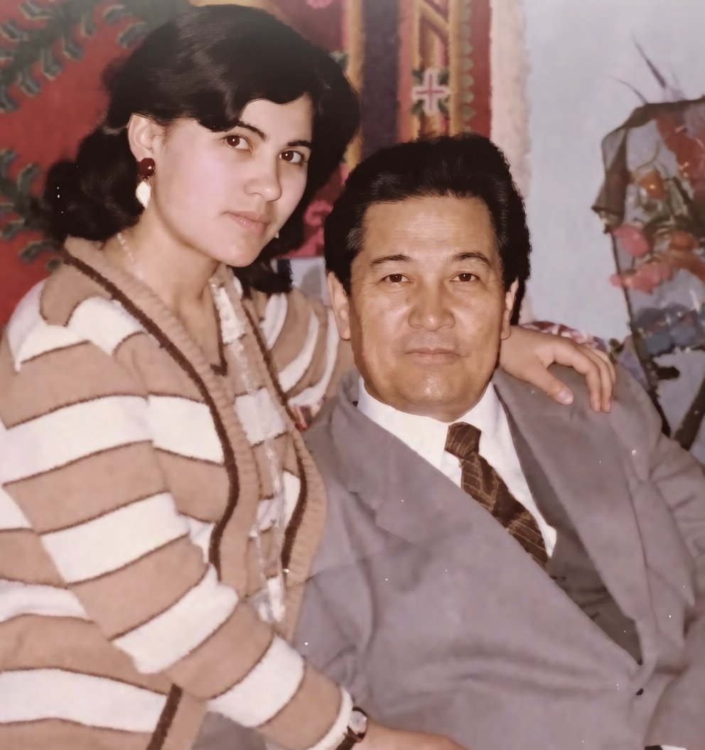 Rushan Abbas with her father in Urumqi, 1985. This was the last time she saw him while on holiday from America. Photo taken from &ldquo;Unbroken.&rdquo;