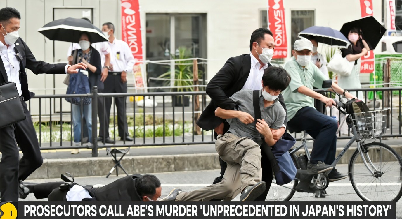 Media coverage of the trial of Tetsuya Yamagami. Screenshot.