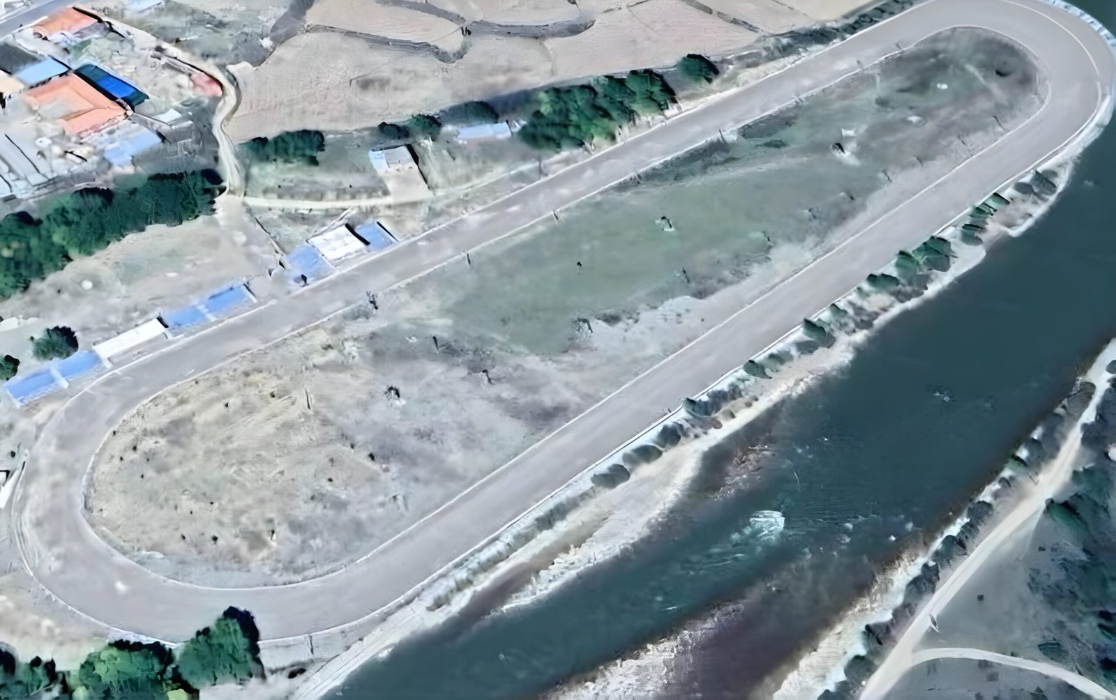 The racetrack built where the Buddha statue once stood. Image from the &ldquo;Tibet Times.&rdquo;