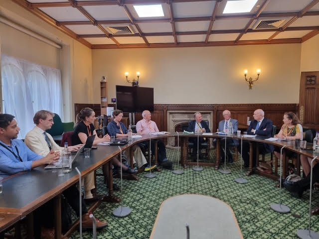 Key advocates gathered to discuss a way forward to eradicate forced labor in the Uyghur region of Xinjiang. Chairing the meeting, center, Lord David Alton. Photo courtesy of Stop Uyghur Genocide