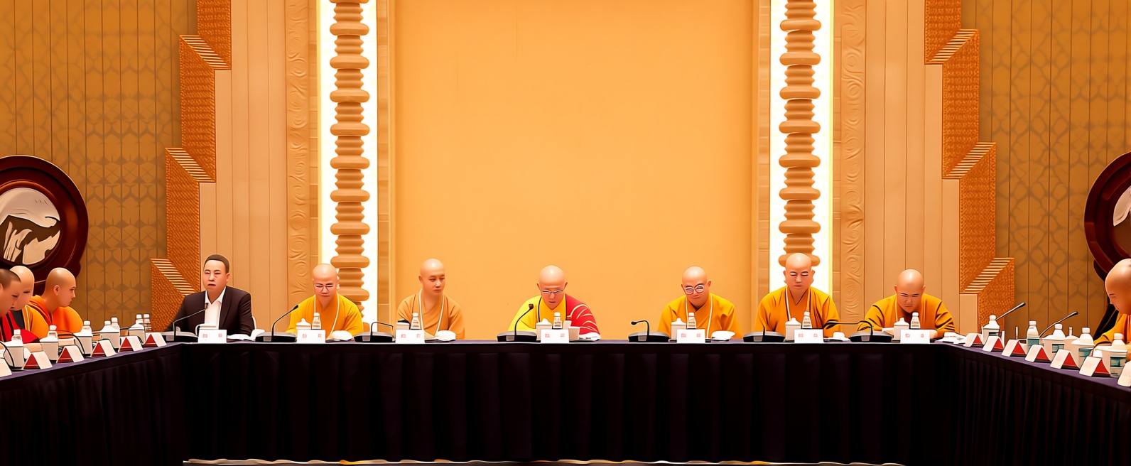 Leaders of the China Buddhist Association speaking at the Wuxi meeting. From Weibo.