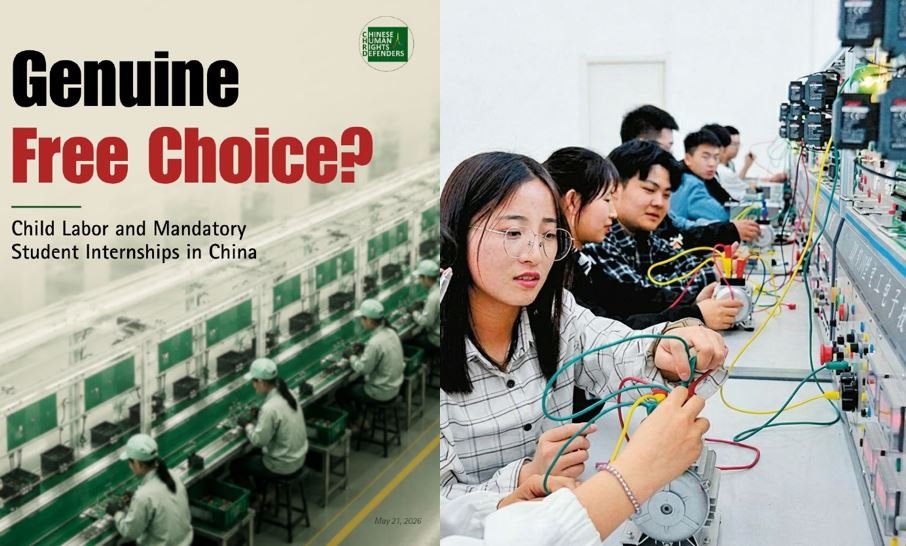 The report&rsquo;s cover and an image of student workers.