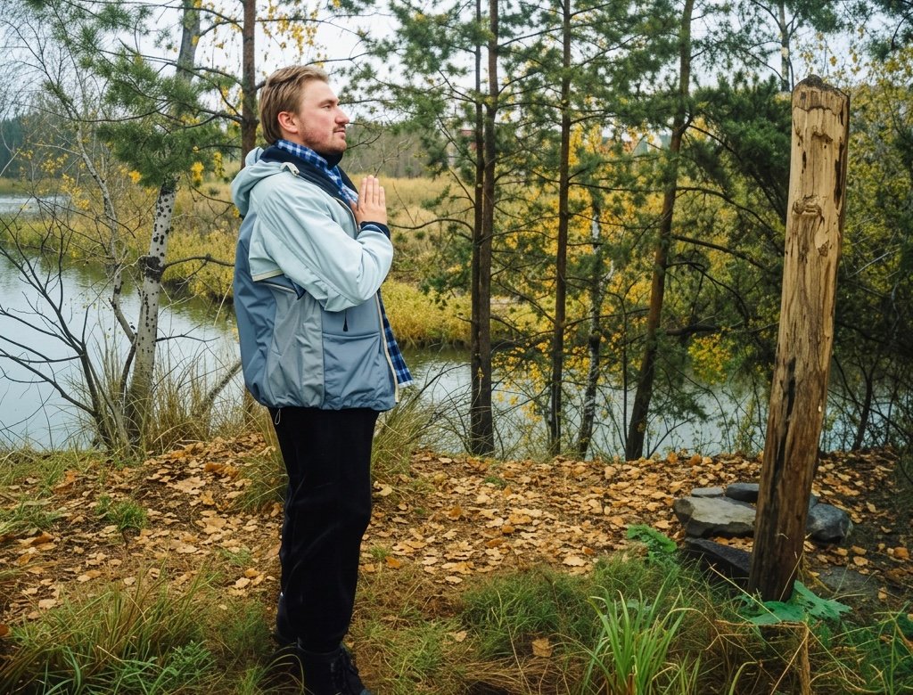  Rudnev praying in a forest near Novosibirsk in 2004.