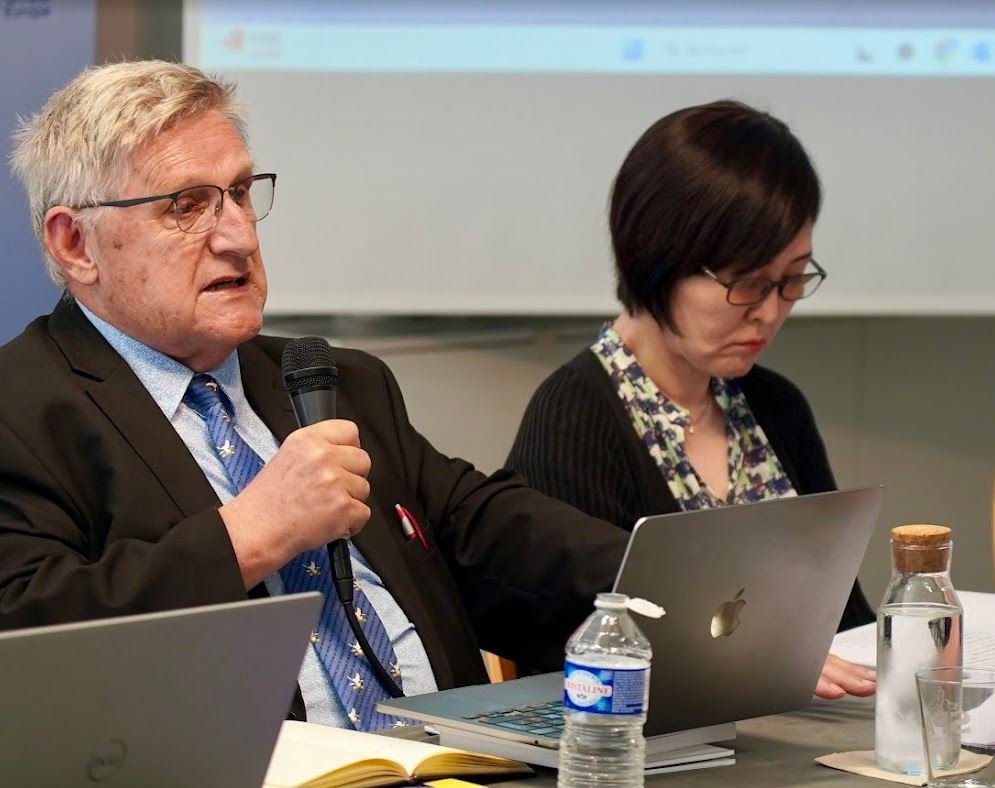Willy Fautré, co-founder and director of Human Rights Without Frontiers, and Masumi Fukuda at the press conference. Photo by FOREF.