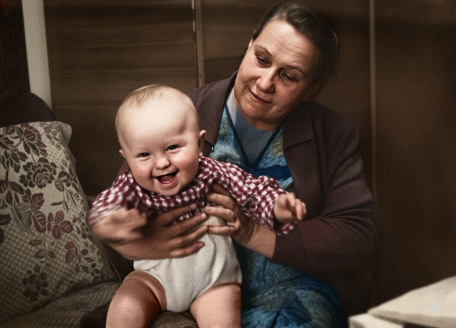 Rudnev, six months old, with his grandmother.