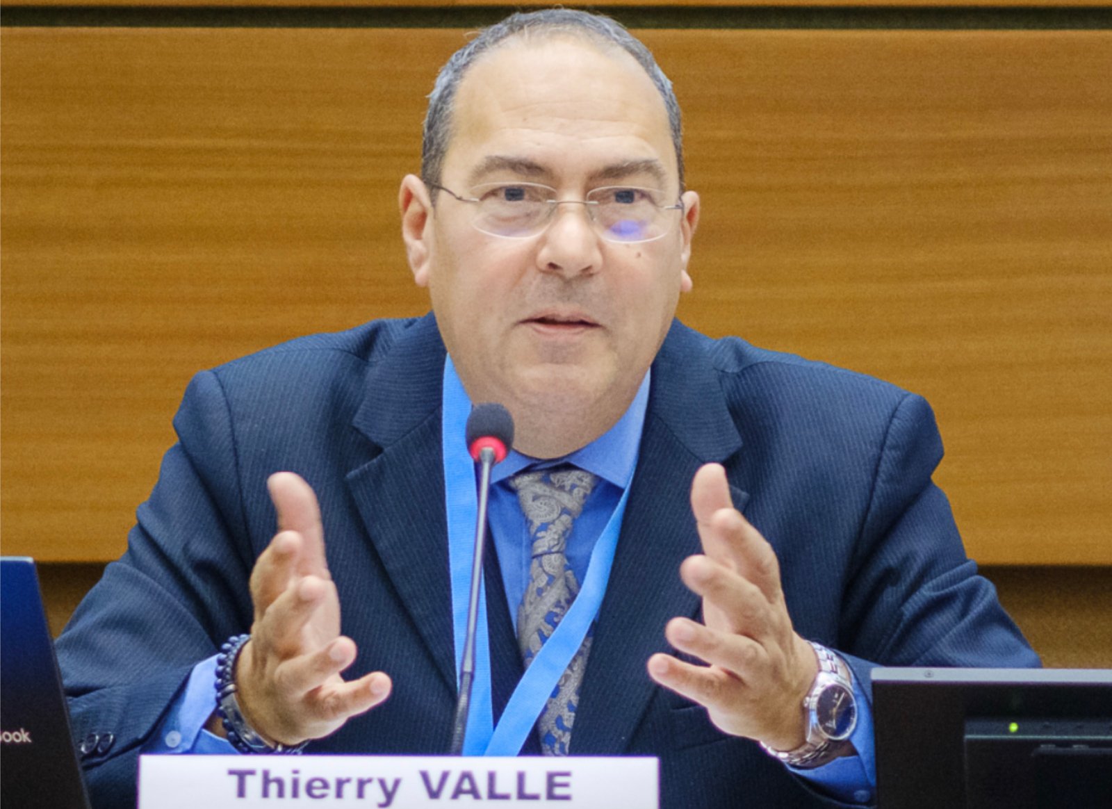 Thierry Valle, President of CAP-LC, speaking at the United Nations Human Rights Council in Geneva.