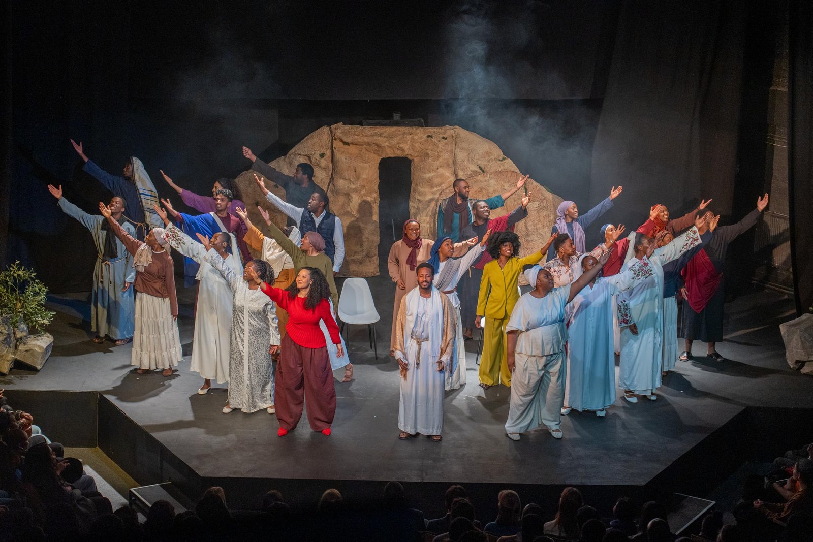 British Shincheonji members offer a theatrical performance.