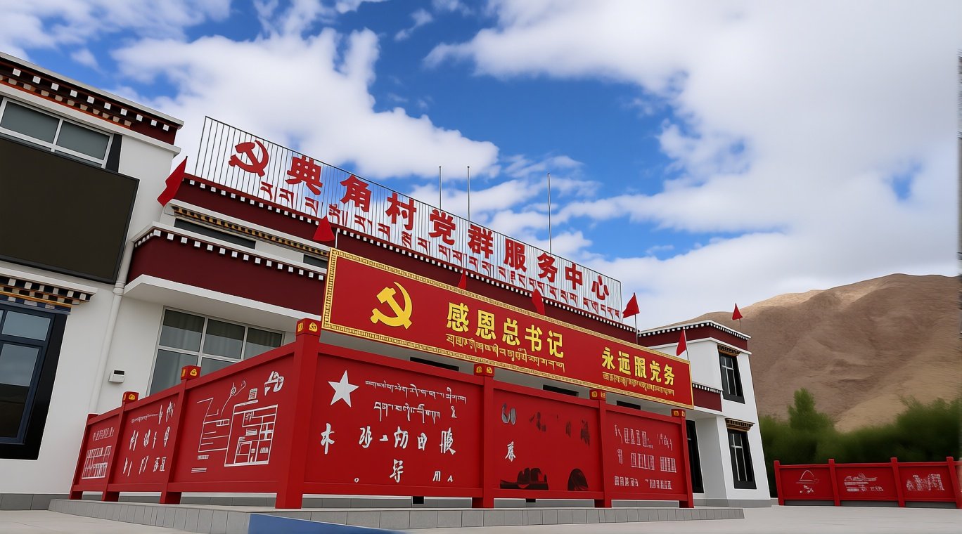 Dianjiao Village welcomes Wang with the appropriate slogans: &ldquo;Be grateful to the General Secretary; Always follow the Party.&rdquo; Screenshot.