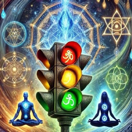 “Tantric traffic light”: “Green is light, pleasant arousal. Yellow is strong arousal, and red is already orgasm. During Tantra, light arousal in the green color must be maintained.” (Darshan 10, p. 1181).