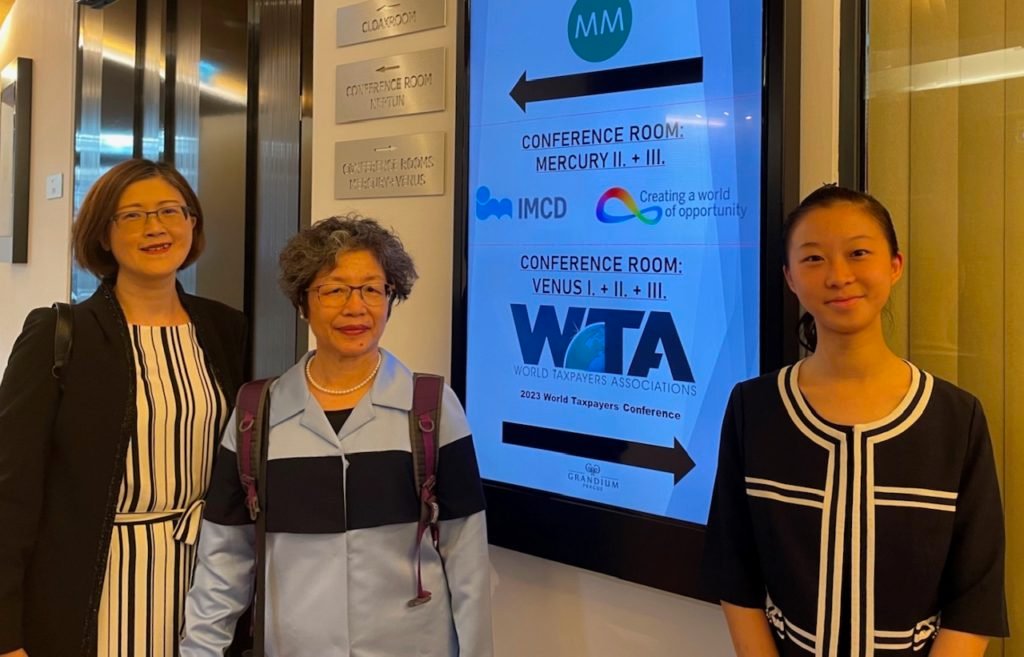 Taiwanese delegates (with the author in the center) at the 2023 Prague meeting of the World Taxpayers Association.