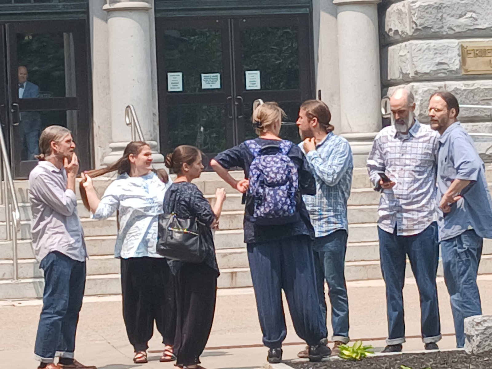 Twelve Tribes parents at the courthouse in Buffalo.