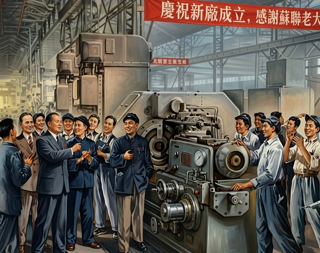 Poster hailing the opening of a Soviet-assisted SOE. Source: chineseposters.net.