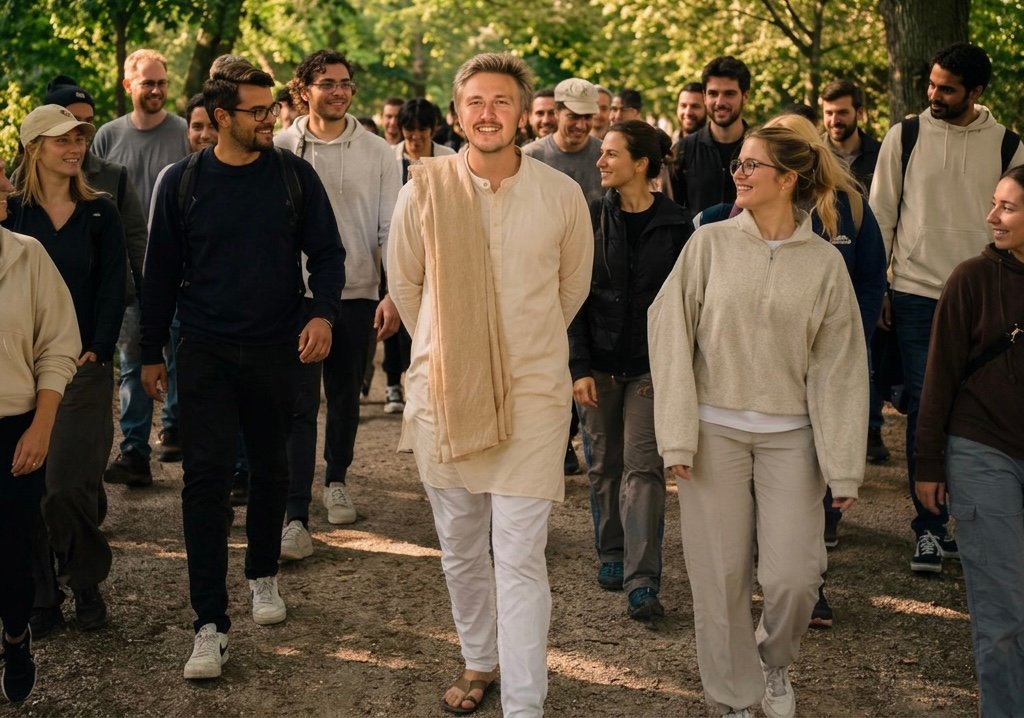  A young Konstantin Rudnev with disciples in Russia.