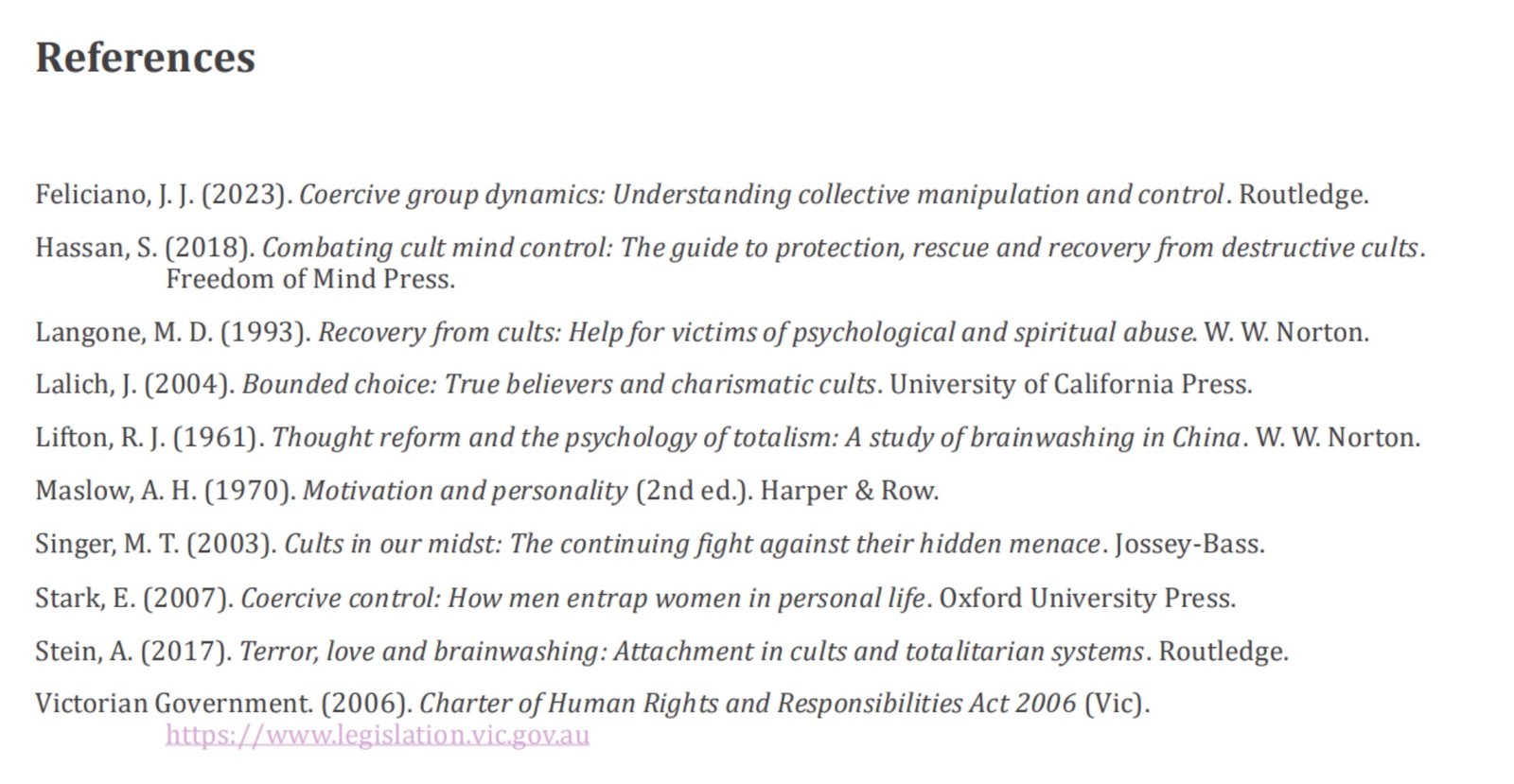 McIvor’s list of references.