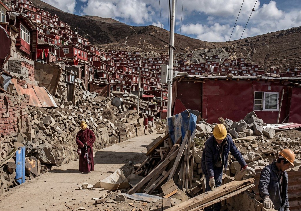 Destruction at Larung Gar. Source: Central Tibetan Administration.