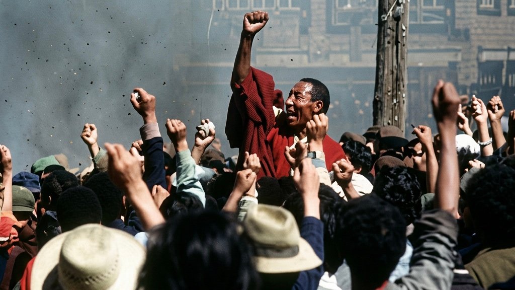 The iconic photo of monk Jampa Tenzin during demonstrations in Lhasa on October 1, 1987, taken by John Ackerly.