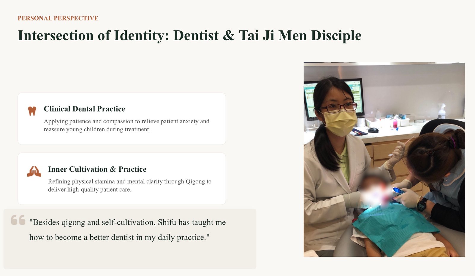 Dentist and dizi: Emma’s reflection on her personal experience.